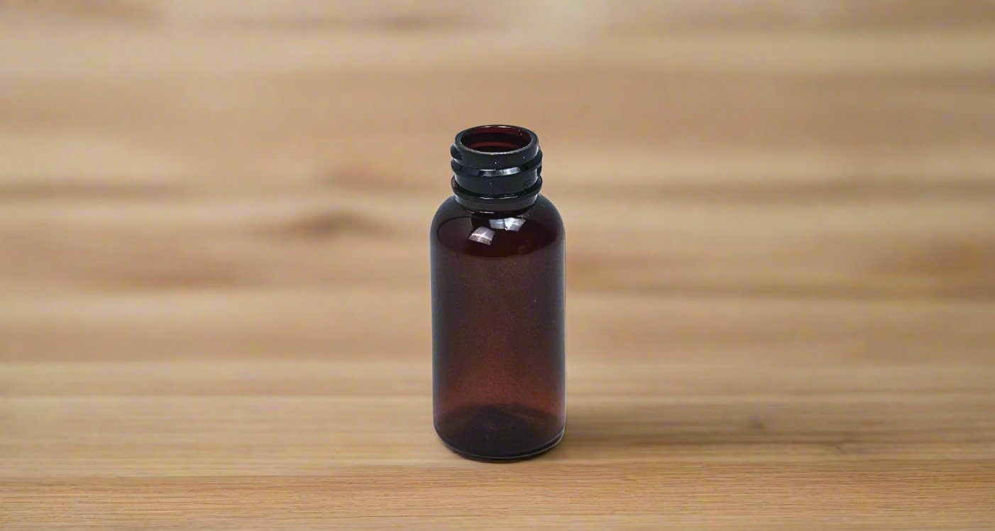 1 oz plastic amber bottle