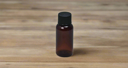 1 oz amber plastic bottle
